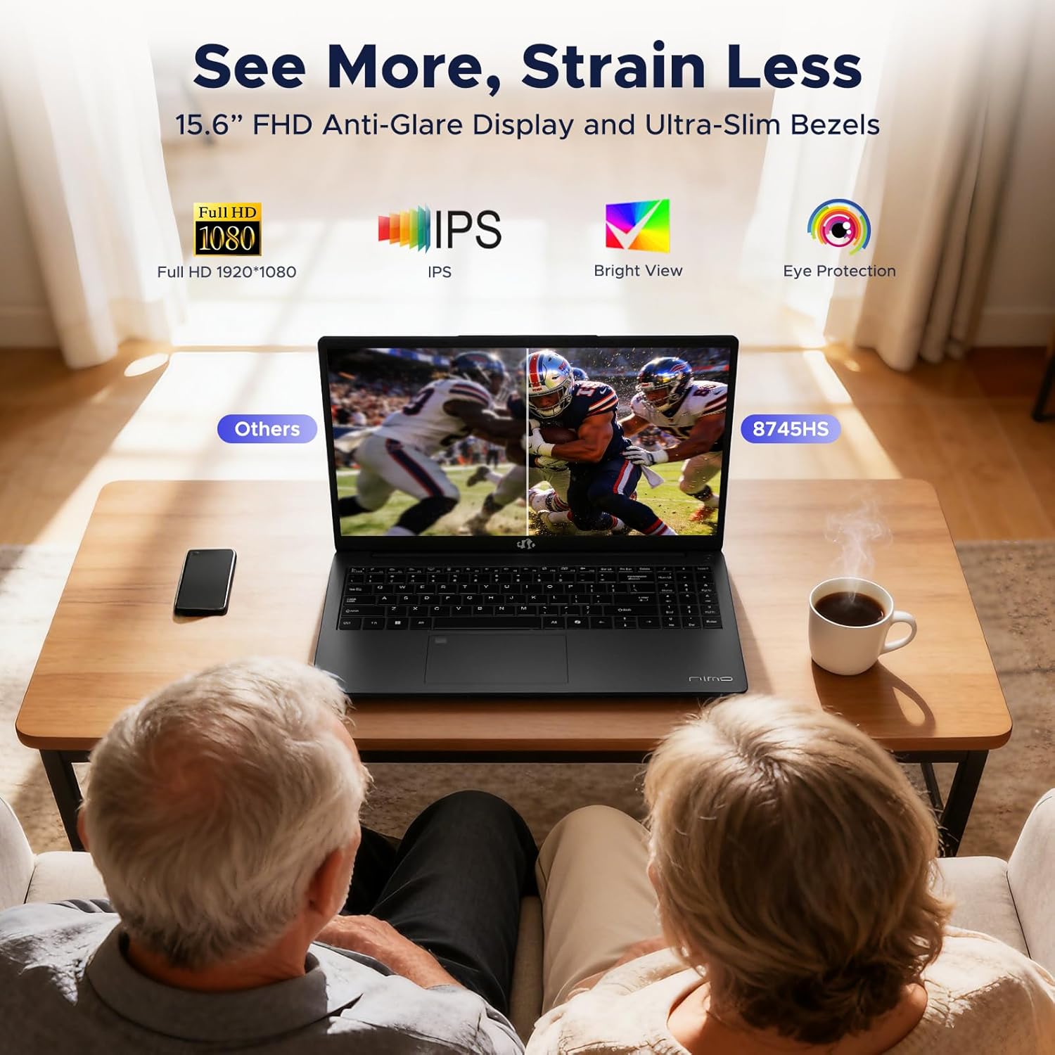 NIMO 15.6" IPS FHD-Business-Laptop, 8 Cores AMD Ryzen 7 Pro 6850U 32GB RAM 1TB SSD (Beat i7-1360P Up to 4.7GHz) Radeon 680M 100W Fast PD Backlit Keyboard for Content Creators & Student 2-Yr Warranty