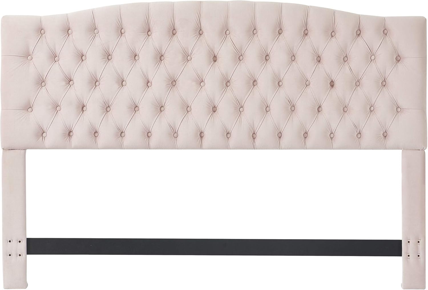 Elle Decor Celeste Tufted Upholstered Padded Headboard with Contemporary Button Tufting, Soft Linen-Textured Fabric, Queen Size, Blush Pink Velvet