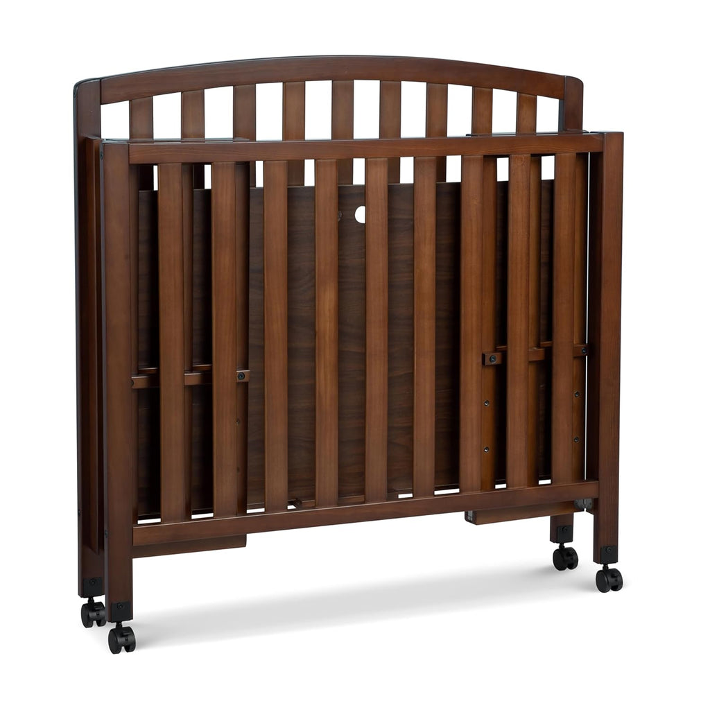 DaVinci Dylan 3-in-1 Portable Baby Crib with Wheels - Toddler Bed & Daybed Conversion - Perfect for Small Spaces & Easy to Assemble, GREENGUARD Gold Certified, 4 Adjustable Mattress Heights - Espresso