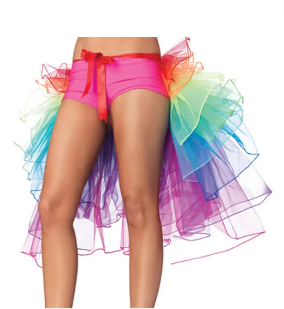 Lady's Rainbow Tail Ballet Tutu Skirt For Women New Halloween Costume Cosplay Fluffy Organza Rave Dance Skirt