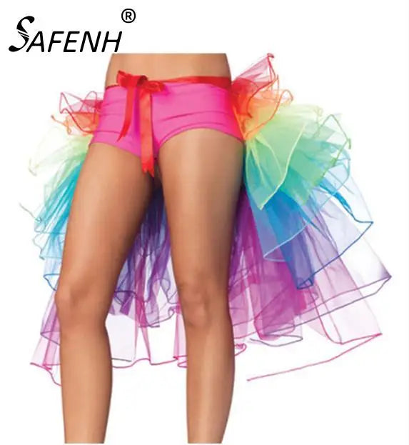 Lady's Rainbow Tail Ballet Tutu Skirt For Women New Halloween Costume Cosplay Fluffy Organza Rave Dance Skirt