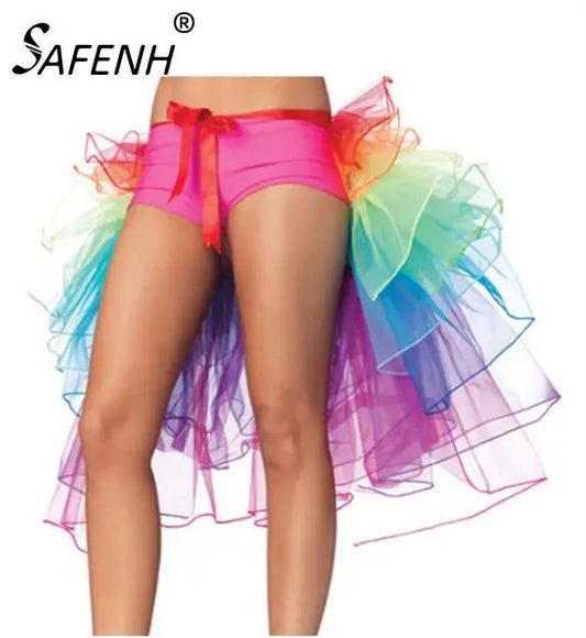 Lady's Rainbow Tail Ballet Tutu Skirt For Women New Halloween Costume Cosplay Fluffy Organza Rave Dance Skirt