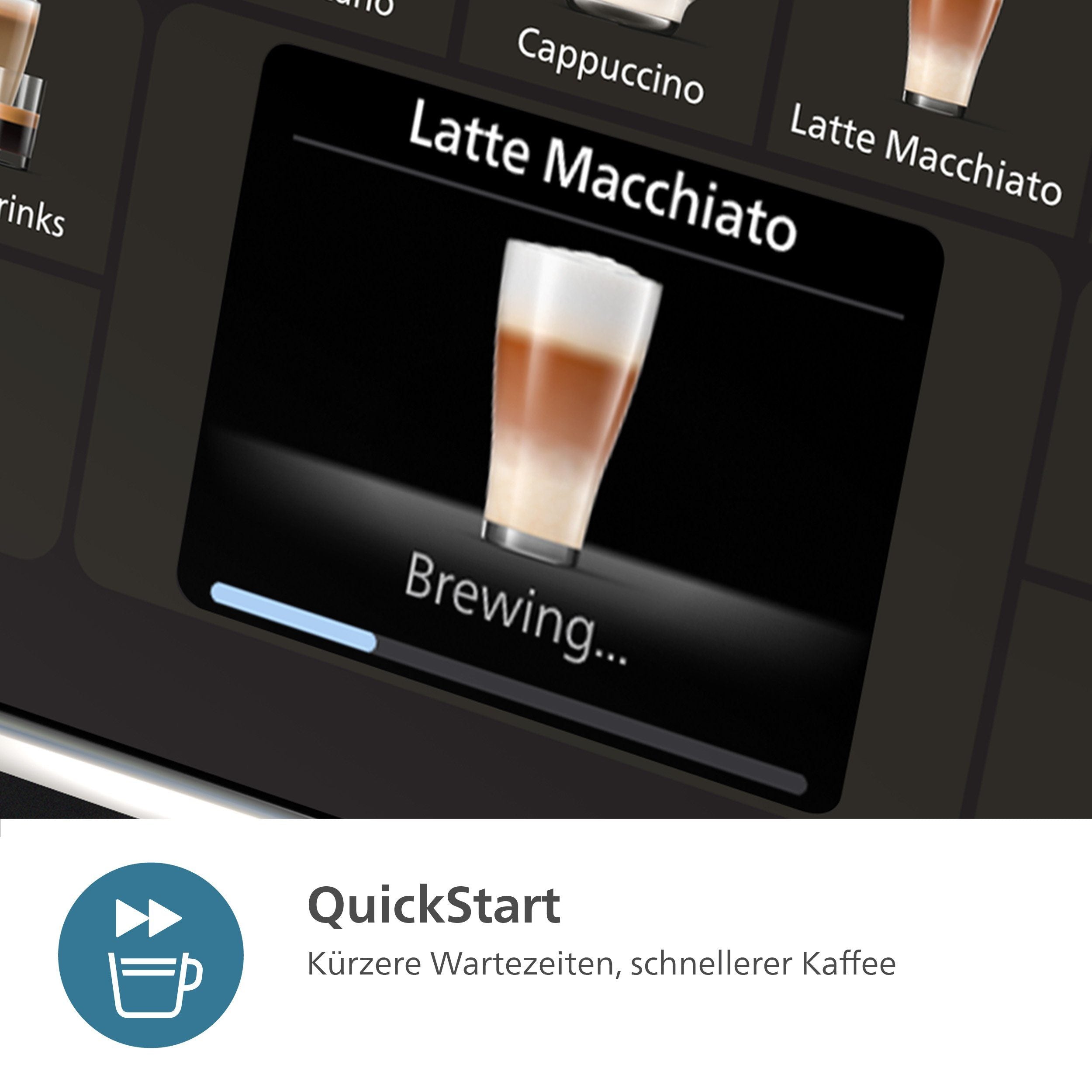 Philips Kaffeevollautomat EP5547/90 5500 Series, 20 Kaffeespezialitäten (heiß oder eisgekühlt), LatteGo-Milchsystem, SilentBrew Technologie, Schwarz Verchromt 15 Bar