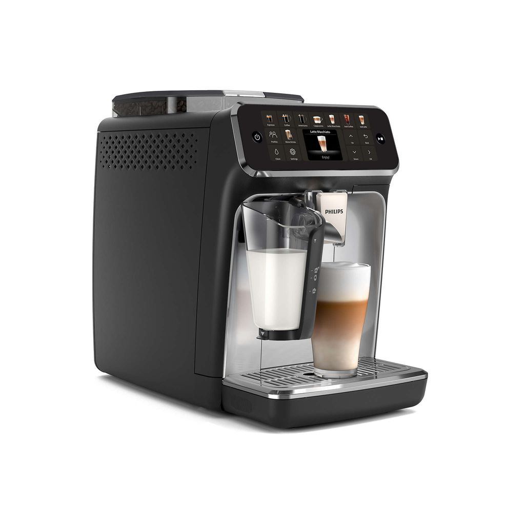 Philips Serie 5500 EP5546/70 Kaffeevollautomat – LatteGo Milchsystem, 20 heiße und kalte Kaffeespezialitäten, 40% leiser mit SilentBrew, QuickStart, Schwarz/Silber
