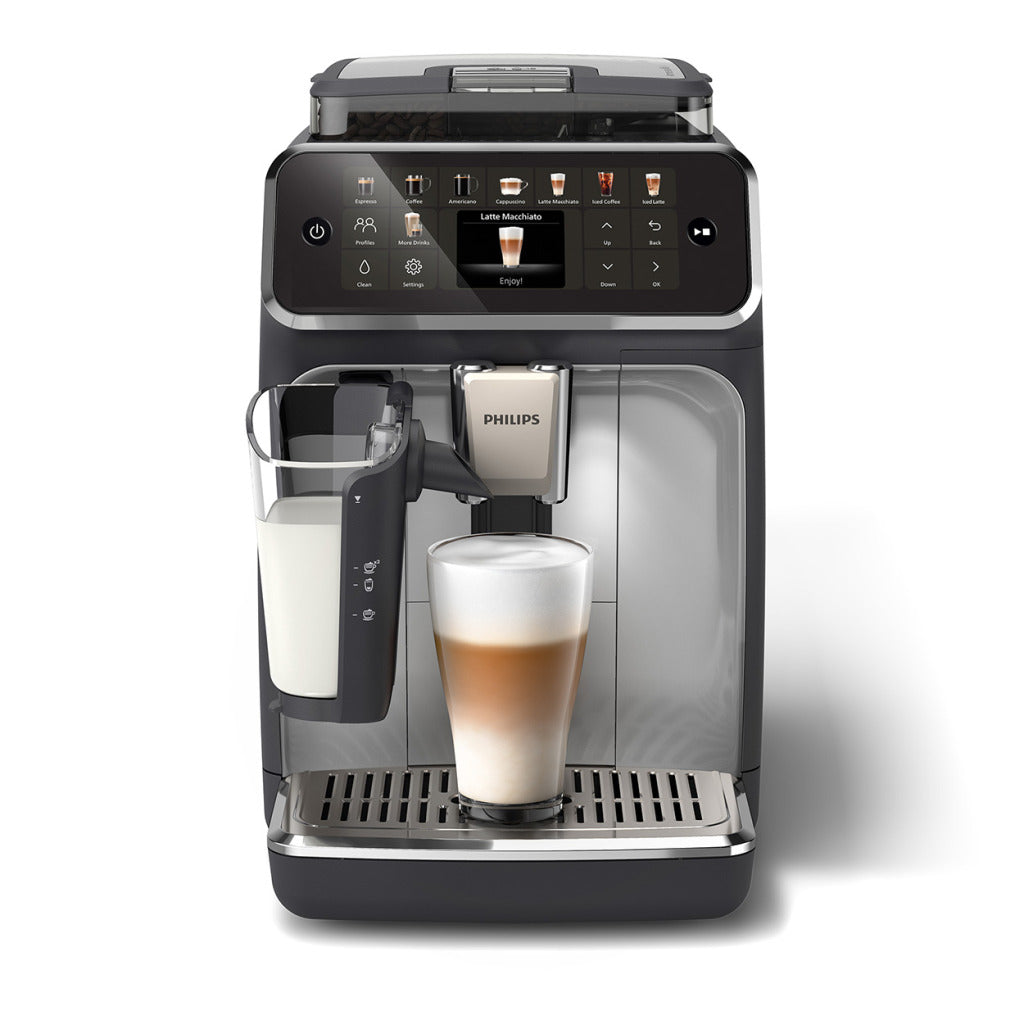 Philips Serie 5500 EP5546/70 Kaffeevollautomat – LatteGo Milchsystem, 20 heiße und kalte Kaffeespezialitäten, 40% leiser mit SilentBrew, QuickStart, Schwarz/Silber