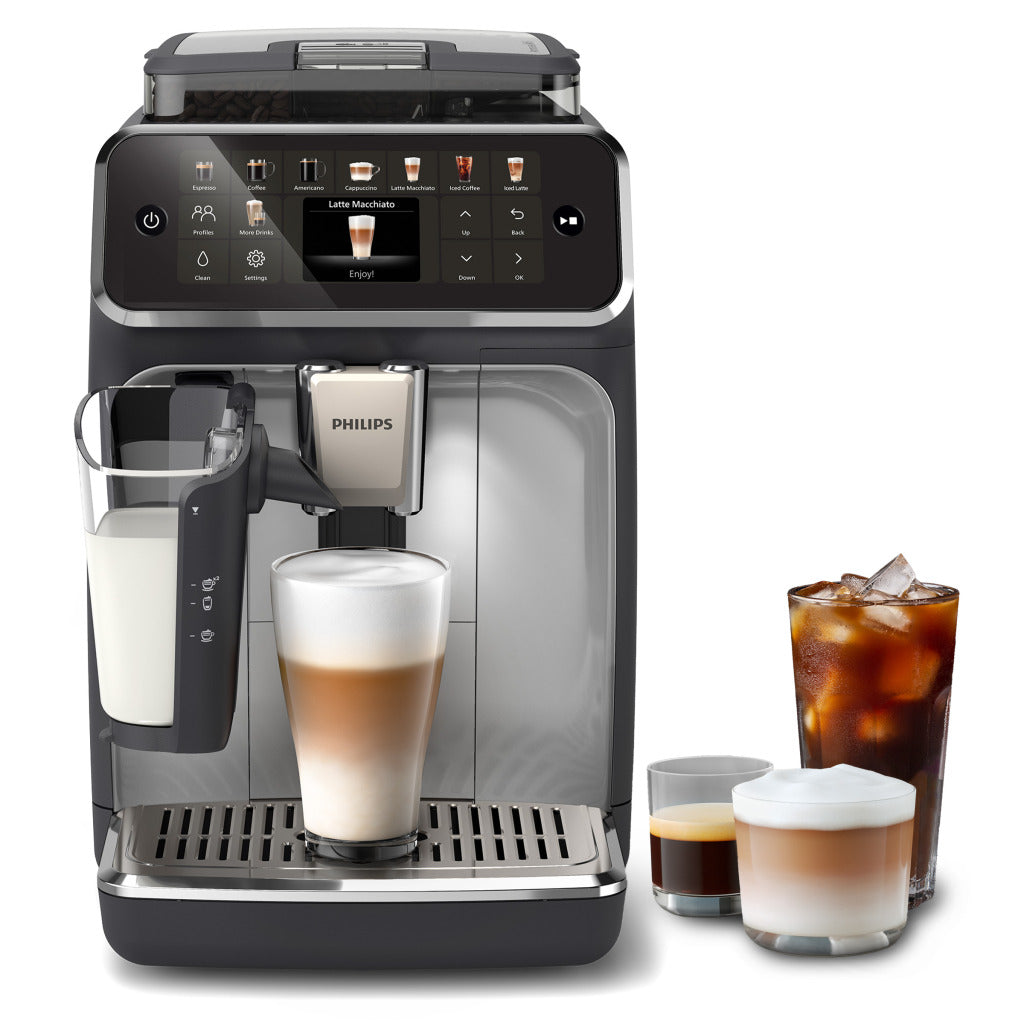 Philips Serie 5500 EP5546/70 Kaffeevollautomat – LatteGo Milchsystem, 20 heiße und kalte Kaffeespezialitäten, 40% leiser mit SilentBrew, QuickStart, Schwarz/Silber