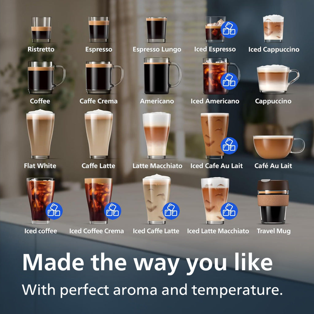 Philips Serie 5500 EP5546/70 Kaffeevollautomat – LatteGo Milchsystem, 20 heiße und kalte Kaffeespezialitäten, 40% leiser mit SilentBrew, QuickStart, Schwarz/Silber