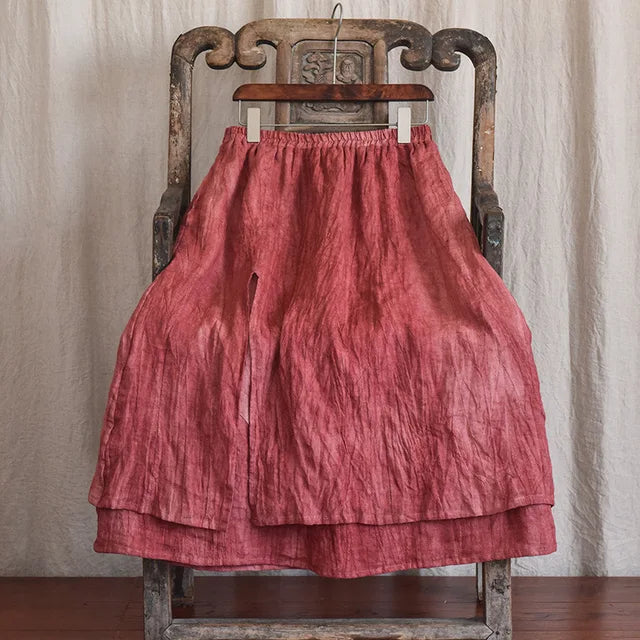 Women Loose Elastic Waist Linen Vintage Skirts Ladies Loose Spring Autumn Retro Skirt Female Skirts