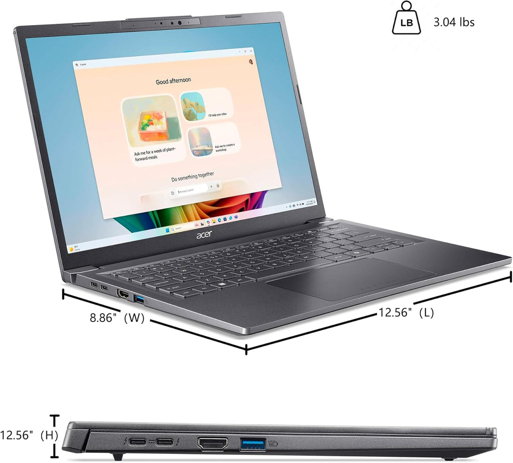 acer 2026 Aspire AI Laptop for Business & Creators| Intel Core Ultra 7 258V, 32GB, 1TB, 14" FHD Touchscreen, Backlit KB, USB-C HUB, Lifetime Office 365, Long Battery Life, Windows 11 H, Gray(Renewed)