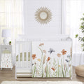 Sweet Jojo Designs 4-Piece Baby Crib Bedding Set (Green Boho Floral) for Girls, Infants/Nursery incl. Blanket, Fitted Sheet, Skirt, Diaper Stacker (Flower, Garden, Bohemian, Farmhouse, Wildflower)