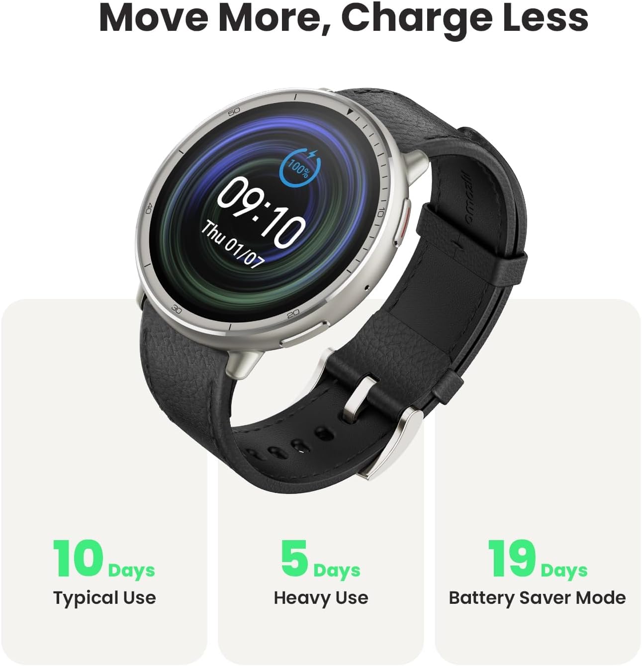 Amazfit Renewed Active 2 Premium Smart Watch for Men Women, 10 Day Battery, GPS & Free Maps, AI, Sapphire Glass, 160+ Sports Modes, Water Resistant, Smartwatch for Android & iPhone(Refurbished)