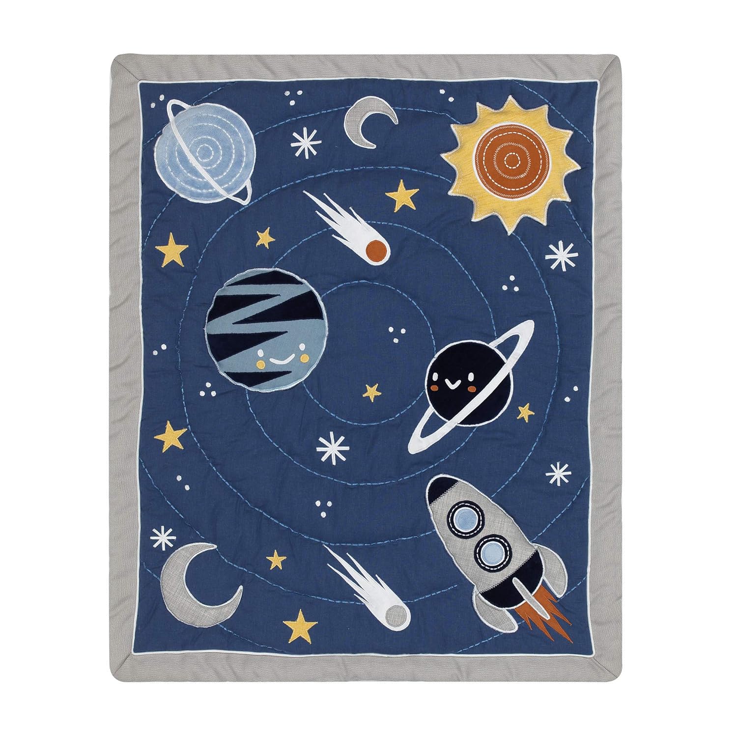 Lambs & Ivy Milky Way Space Galaxy 4-Piece Baby Nursery Crib Bedding Set - Blue/Gray