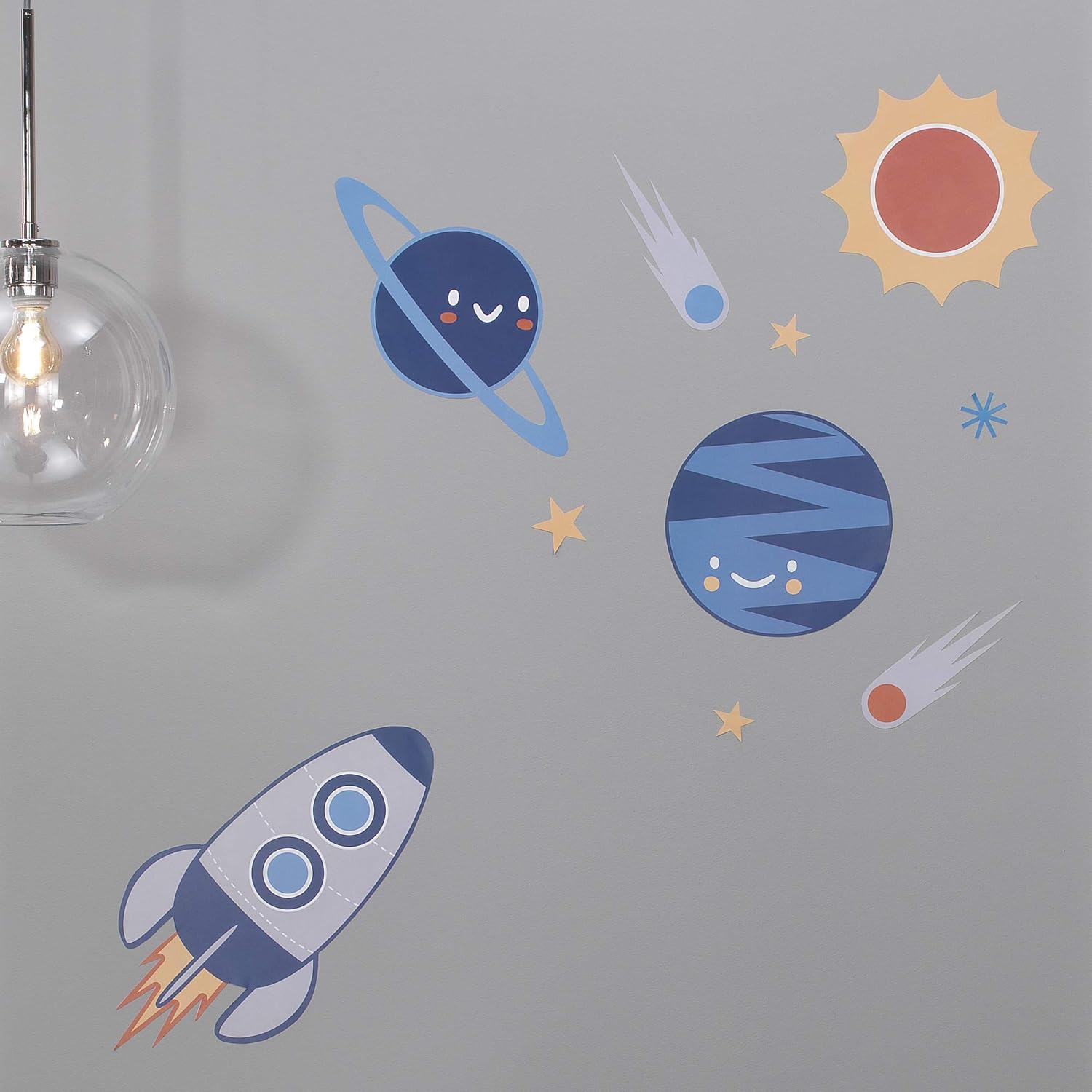 Lambs & Ivy Milky Way Space Galaxy 4-Piece Baby Nursery Crib Bedding Set - Blue/Gray