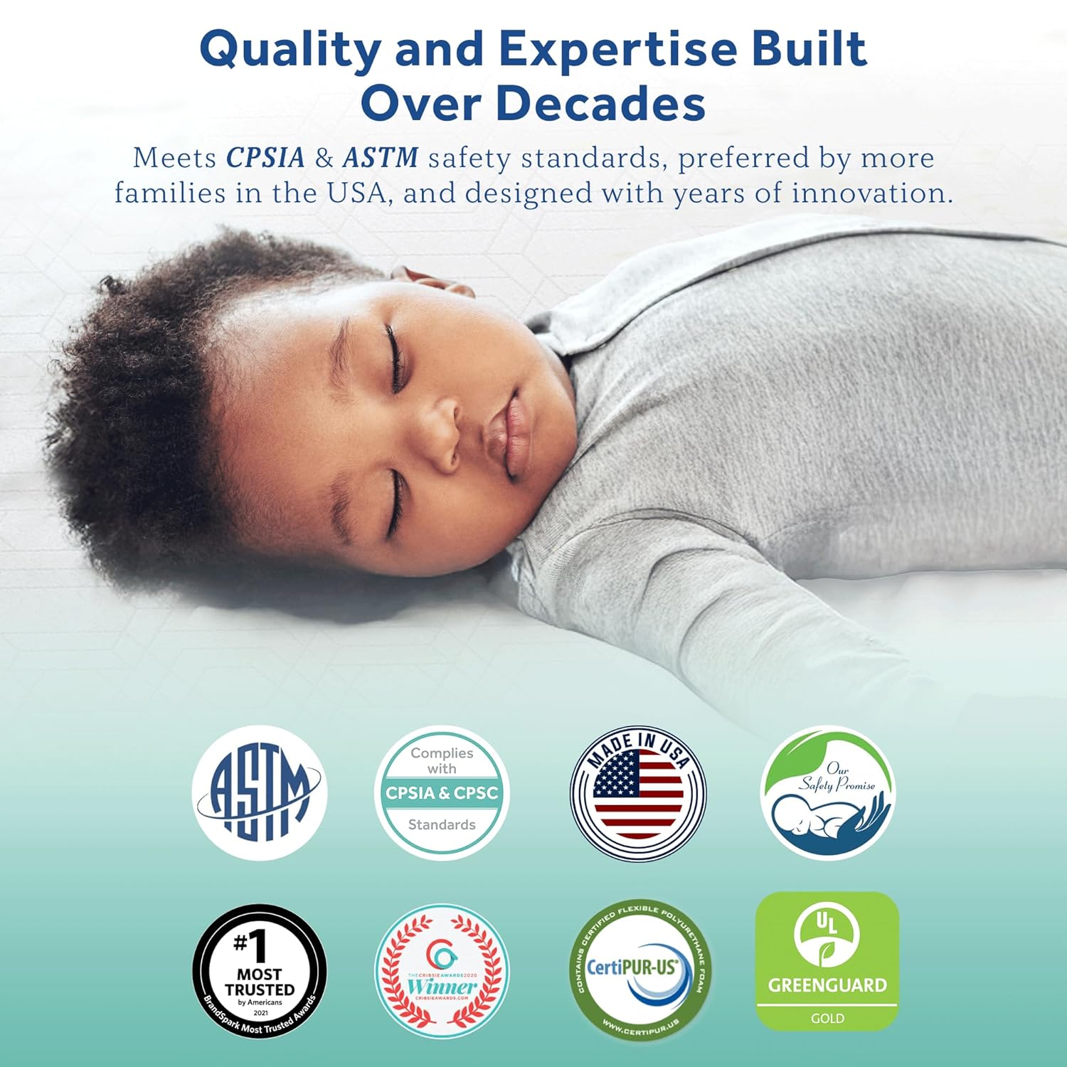Sealy Baby Posturepedic Grace Hybrid - Firm 2 Stage Breathable Crib Mattress with Waterproof Barrier - GREENGUARD Gold Certified, Soy-enhanced Foam for Infants and Toddlers, Made in the USA (52x28")