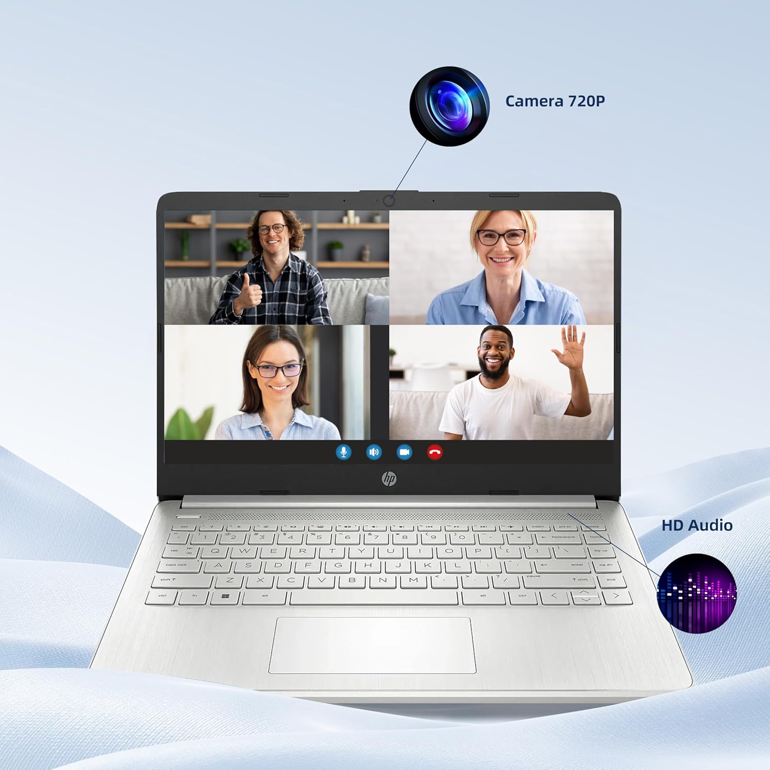 HP Laptop Computer for Student Daily Study, 1-Year Microsoft Office 365, Intel Processor N150, 4GB RAM, 128GB Storage, Long Battery Life & Fast Charging, Windows 11 Home, Natural Silver