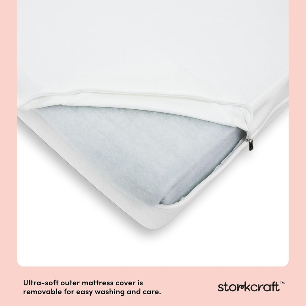 Storkcraft 6-Inch Grow-with-Me Crib & Toddler Mattress – Made in USA, Dual-Sided Baby Crib Mattress, Firm Support for Safe Sleep, GREENGUARD Gold Certified, Premium Soft Waterproof Washable Cover