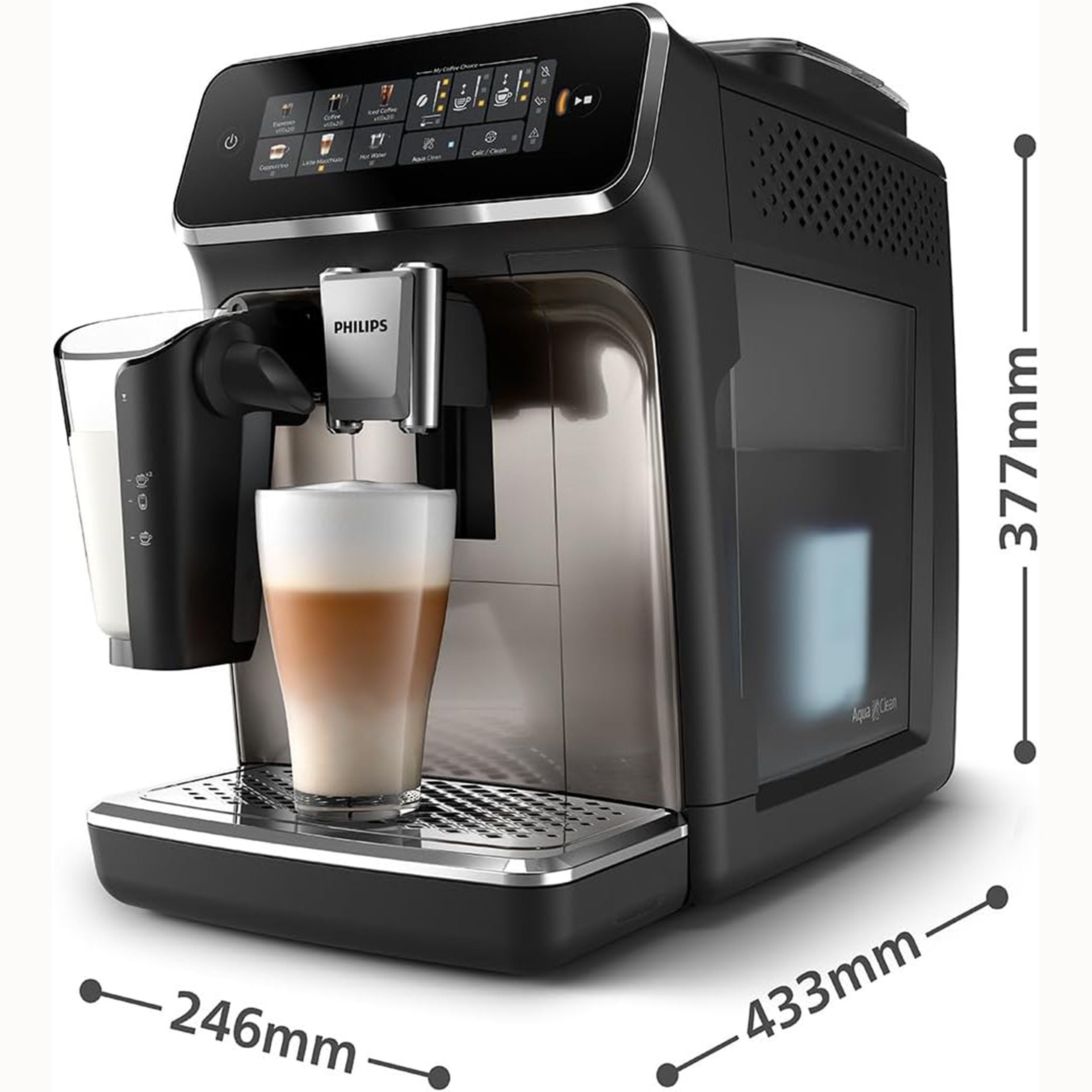 Philips Kaffeevollautomat »EP3347/90 3300 Series, 6 Getränke (heiß oder eisgekühlt),« LatteGo-Milchsystem, SilentBrew Technologie, Chrom-Schwarz
