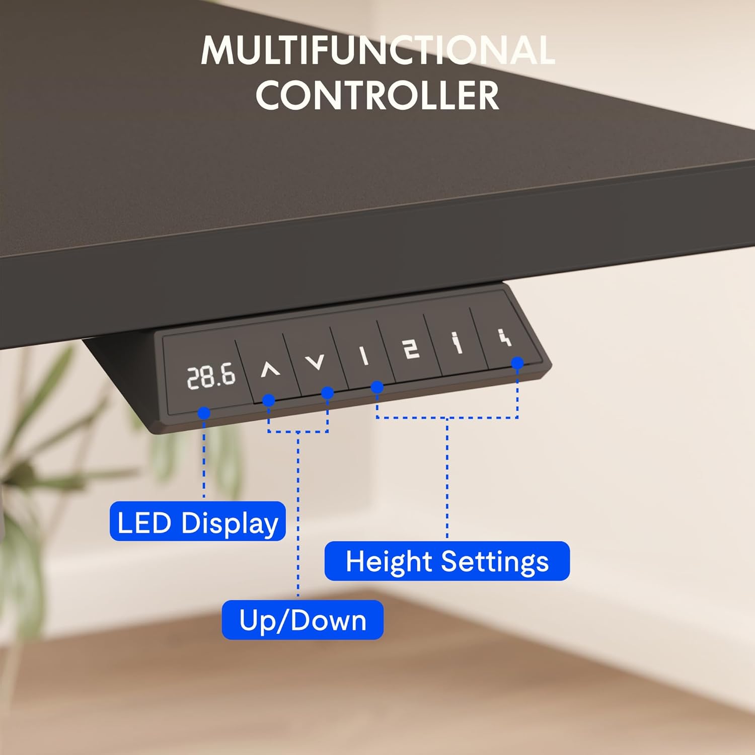 FLEXISPOT 60"x24" One-Piece Electric Standing Desk, 1" Thick Seamless Desktop for Home Office, Study & Multi-Monitor Setup, Black