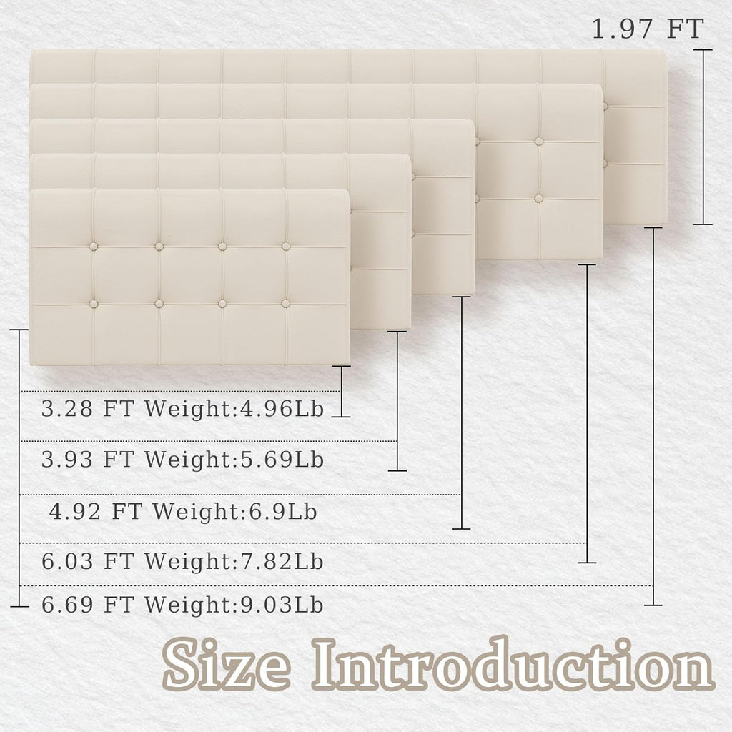 Upholstered Wall Mounted Headboard Queen Size with Removable Beige Cushion Peel and Stick Headboard Cover Soft Backrest for Dorm Bed Frame Bedroom Decor Washable Adhesive Head Board (Queen,Beige)