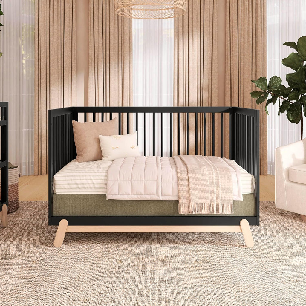 Dream On Me Hygge 5-in-1 Convertible Full-Size Baby Crib in Matte Black Vintage, GreenGuard Gold & BSA, Converts to Toddler, Day & Full-Size Bed, Adjustable Mattress Heights, Modern Nursery