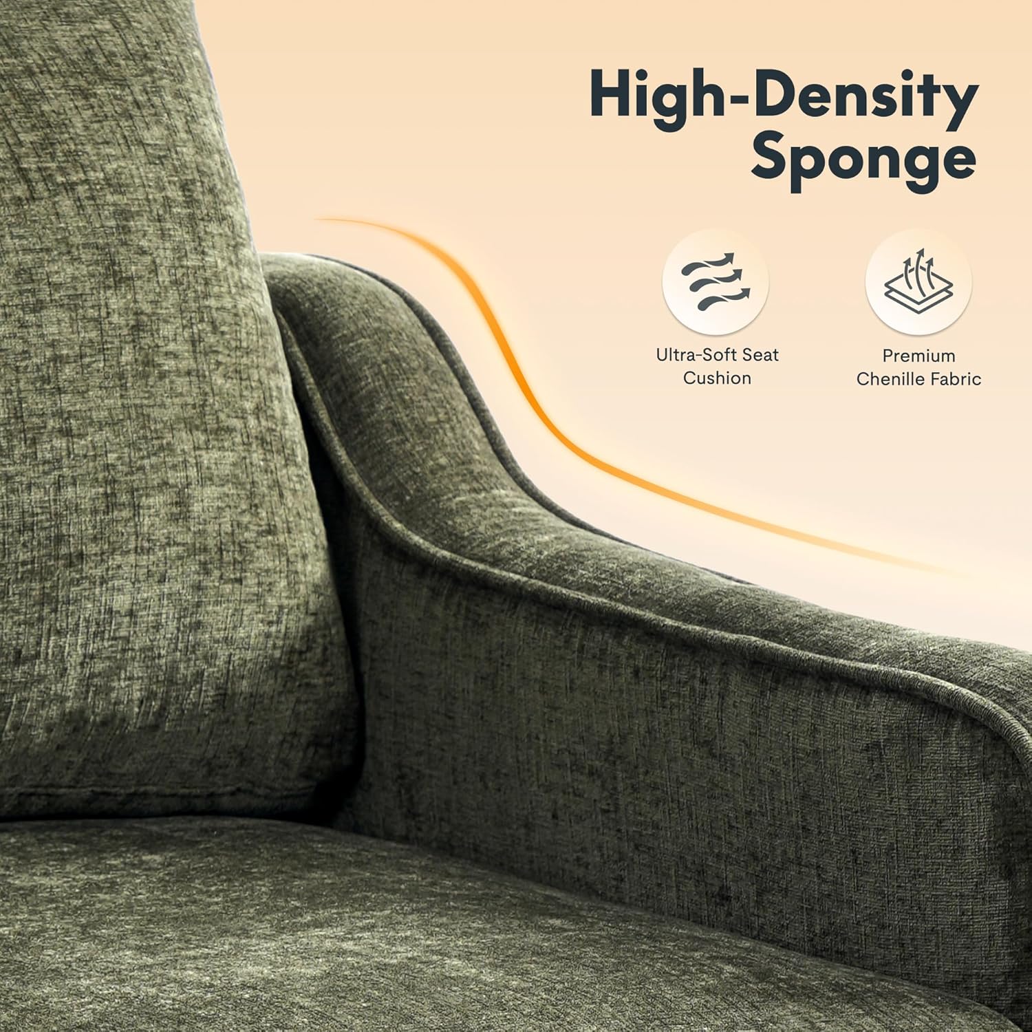 FLEXISPOT AC2 Accent Chairs Set of 2, Mid Century Modern Chenille Upholstered Armchairs with Padded Back, Comfy Reading Chairs for Living Room, Bedroom, Office & Small Spaces, Green