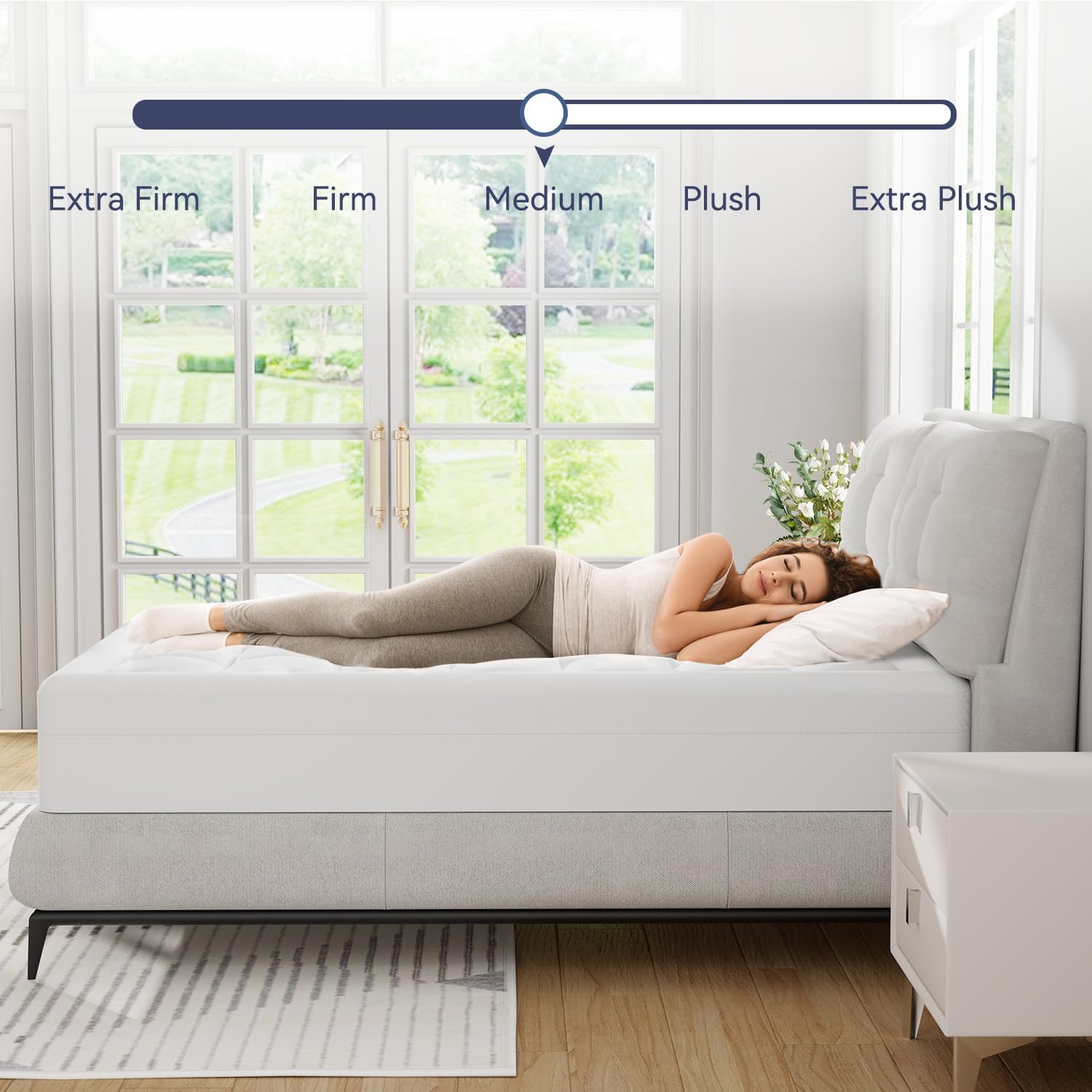 ELEMUSE Queen Size Dual Layer 3 Inch Memory Foam Mattress Topper,Cooling Gel Memory Foam Pillow Top Mattress Pad Cover for Back Pain Relief