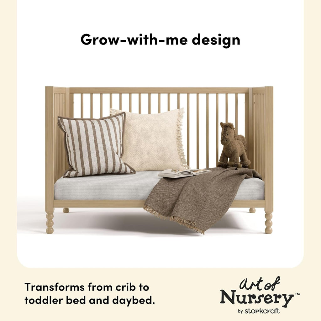 Storkcraft Rio 5-in-1 Convertible Crib and Toddler Guardrail – GREENGUARD Gold Certified, Toddler Bed Conversion Kit Included, Fits Baby Crib Mattress, Converts to Full Bed (Driftwood)