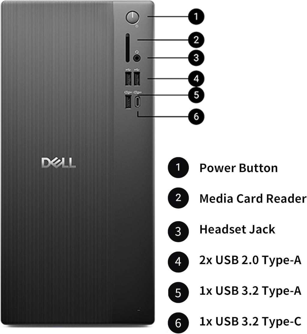 Dell Tower Desktop Computer, Intel Core Ultra 5, 16GB DDR5 RAM, 512GB PCIe SSD, Windows 11 Pro Business Workstation, Intel AI Boost NPU, HDMI, DisplayPort,Keyboard Mouse, Wi-Fi 6+Bluetooth