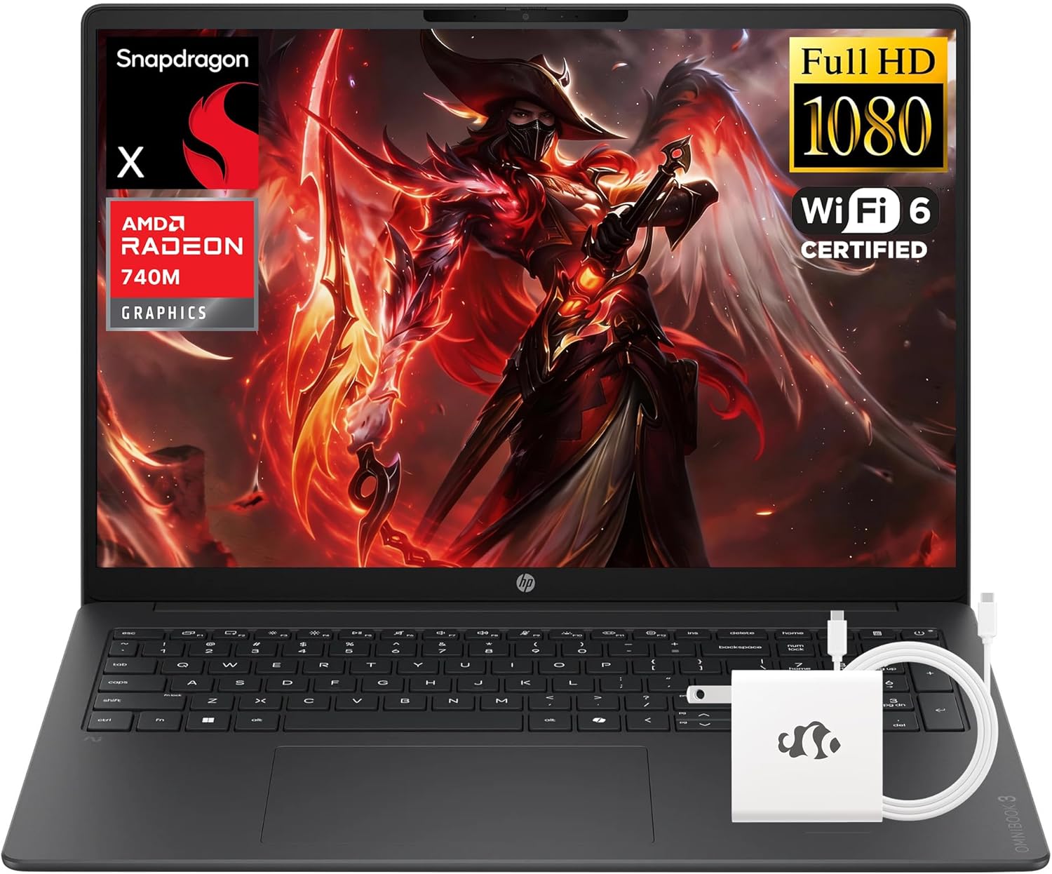 HP OmniBook 3 16" Next Gen AI PC FHD IPS Laptop, 8-Core Snapdragon X X1-26-100 Processor, 8GB DDR5 512GB SSD, Radeon 740M Graphics Copilot AI Win 11 Computer for Creator Business Gaming w/GM Accessory