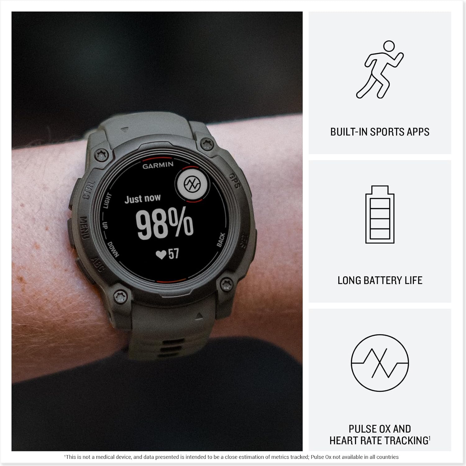 Garmin Instinct® E 45mm, Rugged Outdoor GPS Smartwatch, 24/7 Health Monitoring, Wrist-Based Heart Rate, Up to 16 Days of Battery Life, Charcoal