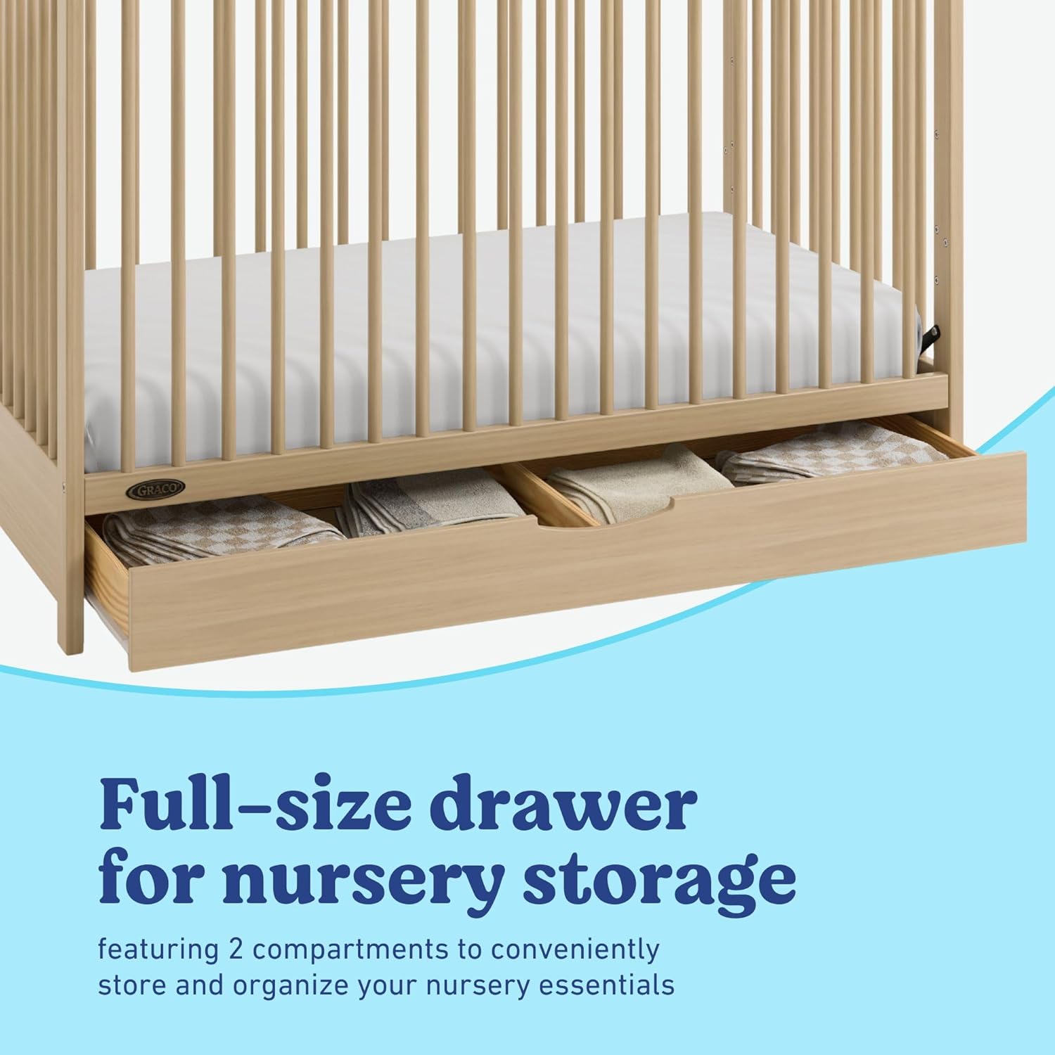 Graco Olivia 3-in-1 Convertible Crib with Drawer – Converts from Baby Crib to Toddler Bed and Daybed, GREENGUARD Gold Certified, Baby Safety Alliance Verified, Easy Assembly (Driftwood)