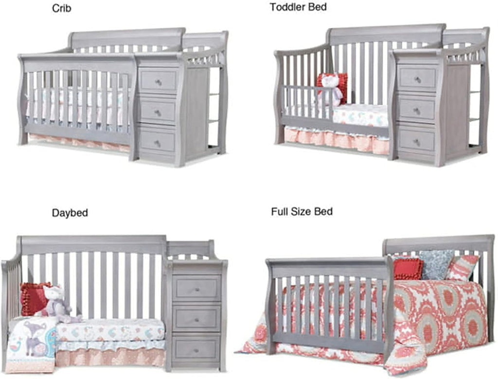 Sorelle Furniture Princeton Elite Crib and Changer Classic -in- Convertible Diaper Changing Table Made of Pine Wood Non-Toxic Wooden Baby Bed Toddler Childs Daybed Full-Size Nursery - Weathered Grey