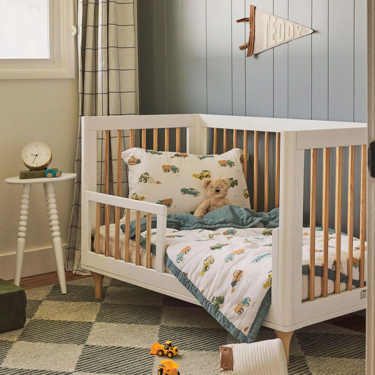 Little Unicorn Toddler Bedding 3-Piece Set | Includes Comforter, Crib Sheet & Pillowcase | Soft & Breathable Muslin Fabric | for Convertible Cribs & Toddler Beds (Work Trucks)