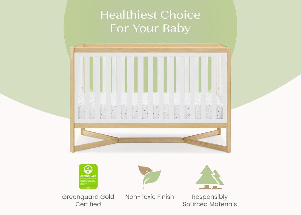 Delta Children Tribeca 4-in-1 Baby Convertible Crib, Bianca White/Natural