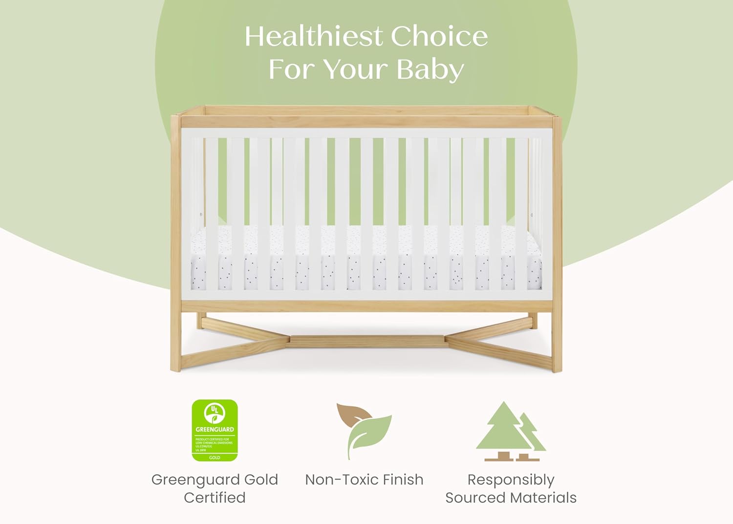 Delta Children Tribeca 4-in-1 Baby Convertible Crib, Bianca White/Natural