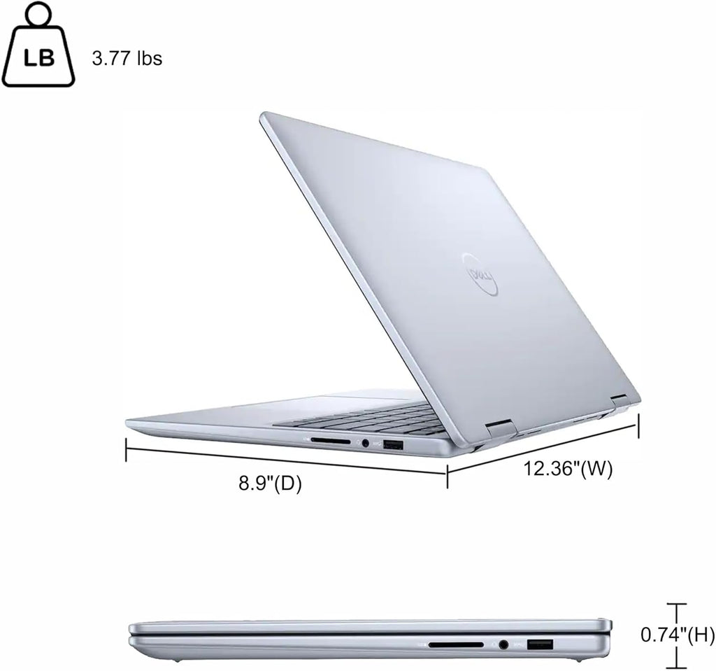 Dell Inspiron 14 7445 2-in-1 Laptop 14" WUXGA Comfortview Touchscreen AMD 6-core Ryzen 5 8640HS (>i7-1355U) 16GB RAM 512GB SSD Backlit for Creator Business Professional Win11Pro