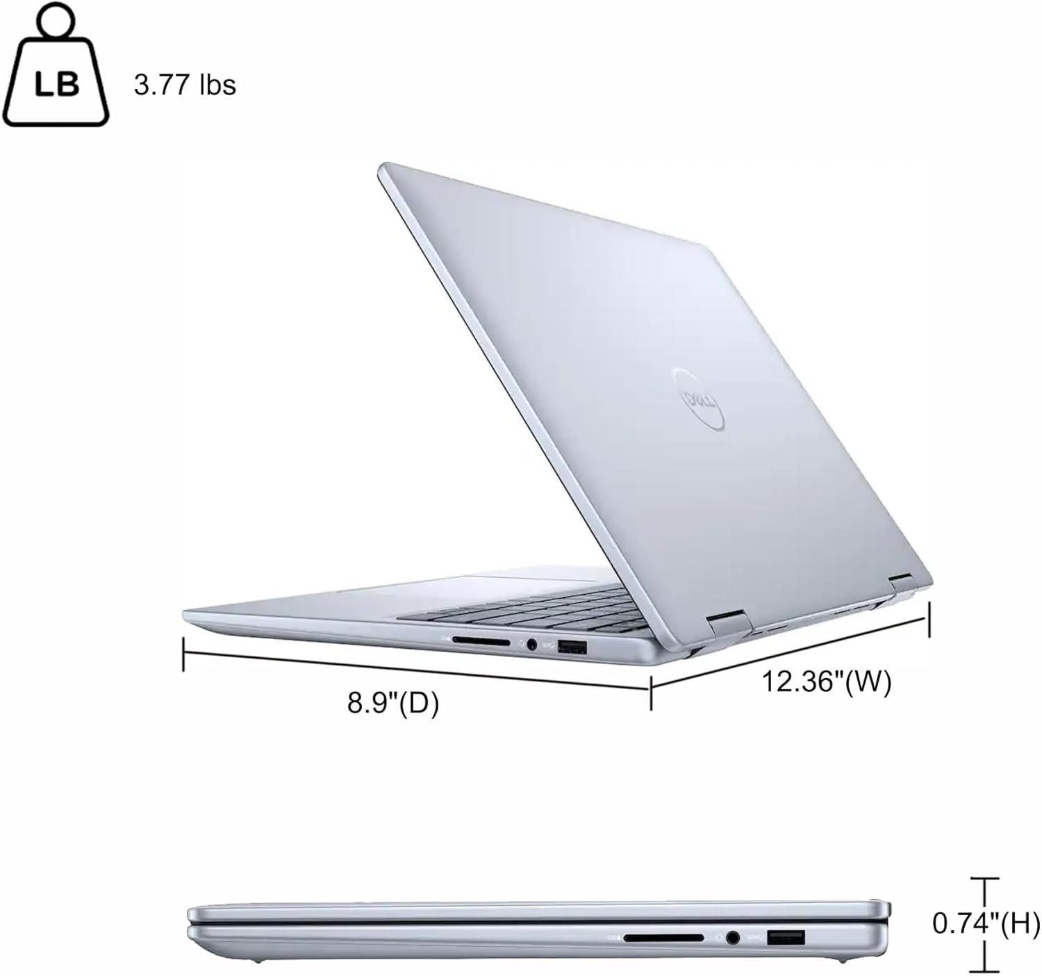 Dell Inspiron 14 7445 2-in-1 Laptop 14" WUXGA Comfortview Touchscreen AMD 6-core Ryzen 5 8640HS (>i7-1355U) 16GB RAM 512GB SSD Backlit for Creator Business Professional Win11Pro