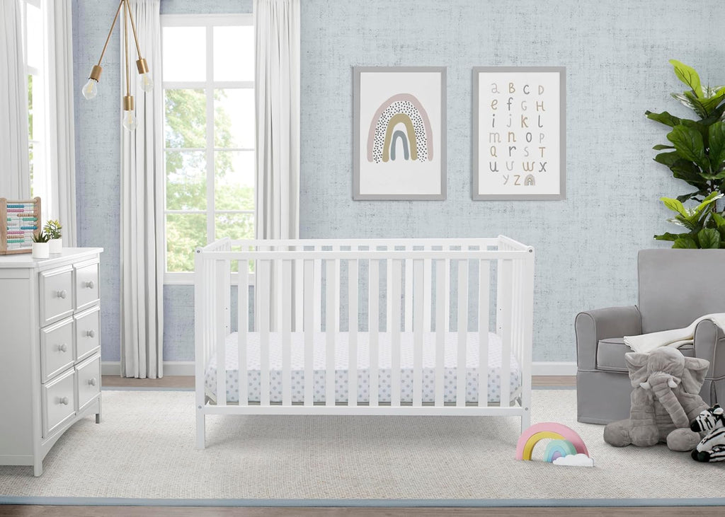 Delta Children Heartland 4-in-1 Convertible Crib - Greenguard Gold Certified, Bianca White