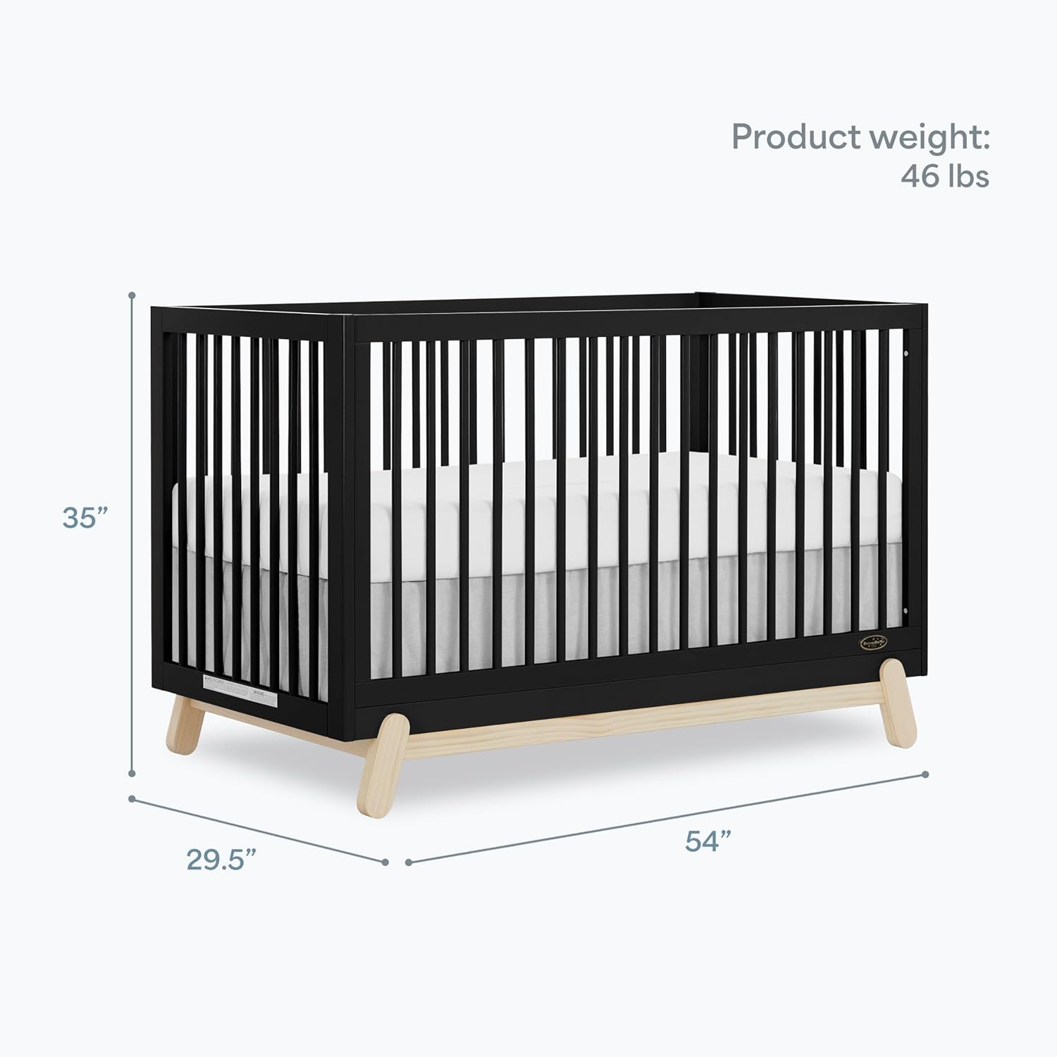 Dream On Me Hygge 5-in-1 Convertible Full-Size Baby Crib in Matte Black Vintage, GreenGuard Gold & BSA, Converts to Toddler, Day & Full-Size Bed, Adjustable Mattress Heights, Modern Nursery