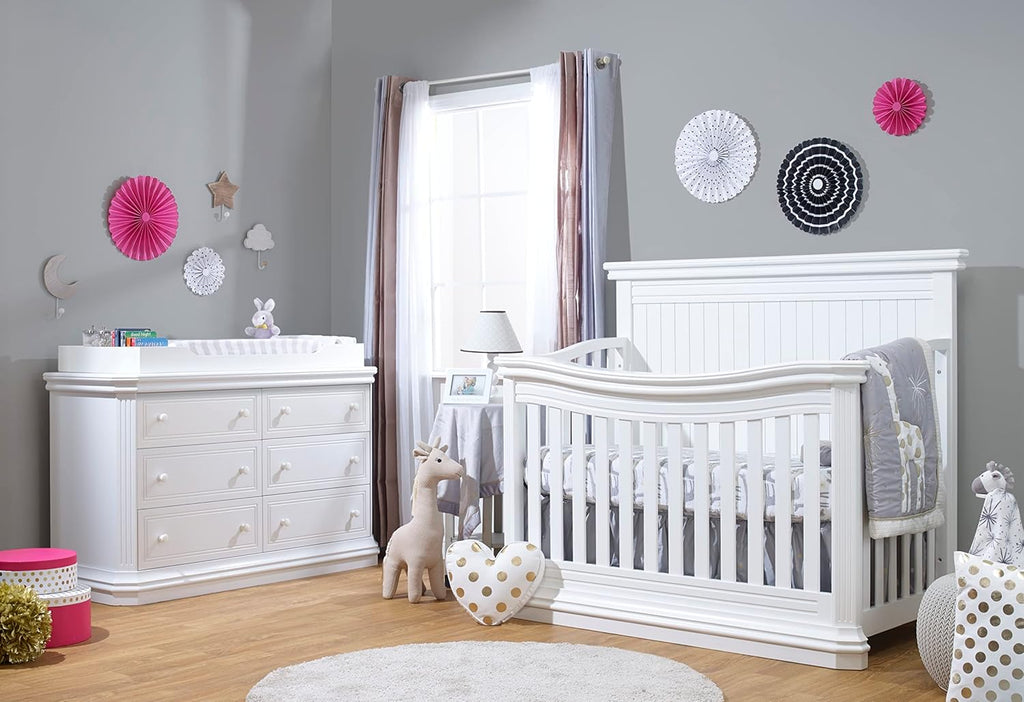 Sorelle Furniture Primo Crib, Classic 4-In-1 Convertible Crib, White Crib Made of Wood, Non-Toxic Finish, Wooden Baby Bed, Toddler Bed, Child's Daybed and Full-Size Bed, Nursery Furniture-White