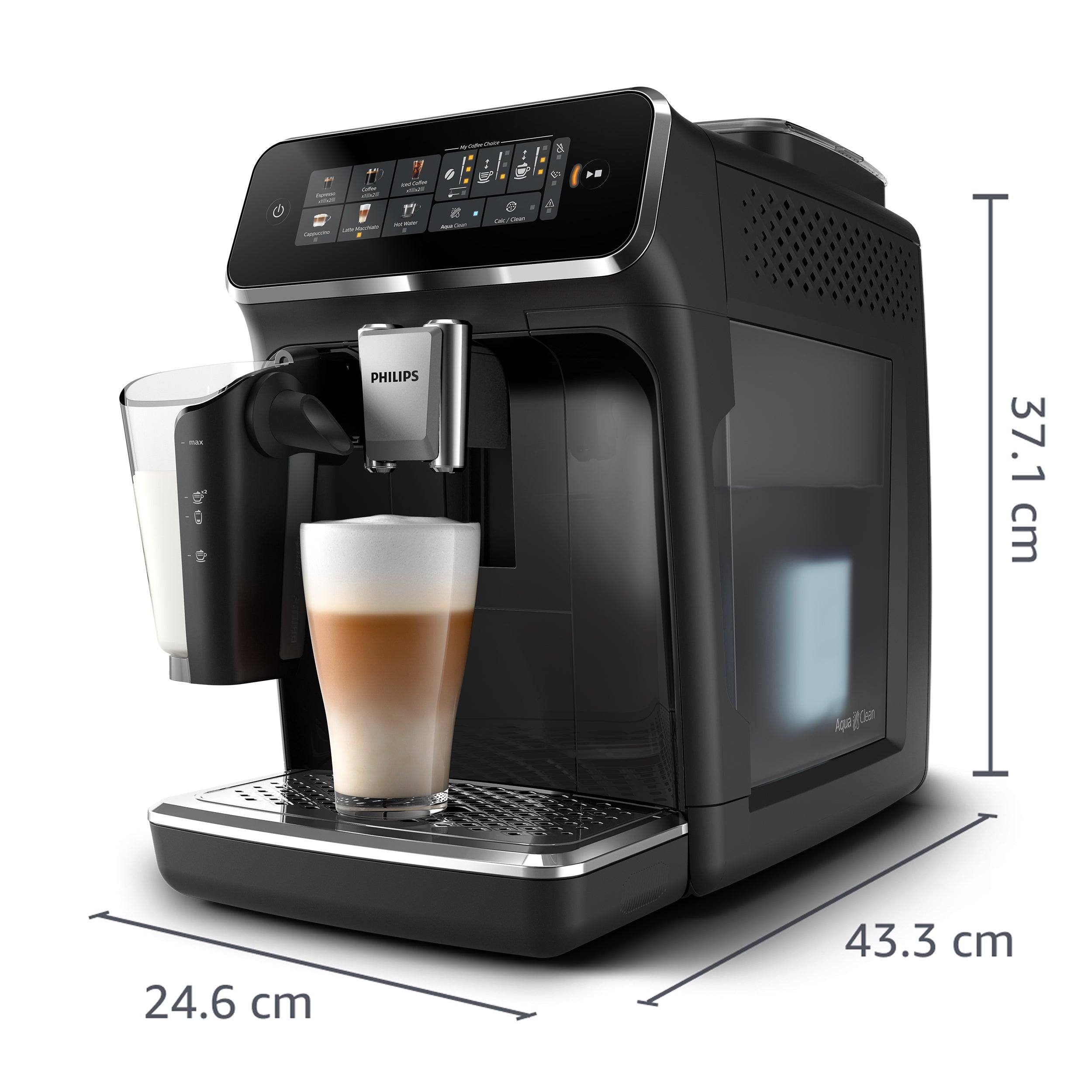 PHILIPS Kaffeevollautomat EP3341/50 3300 Series, 6 Getränke (heiß oder eisgekühlt), LatteGo-Milchsystem, SilentBrew Technologie Klavierlack-Schwarz