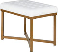Homepop Home Decor | Upholstered Tufted Velvet Ottoman Bench | Ottoman Bench for Living Room & Bedroom, White