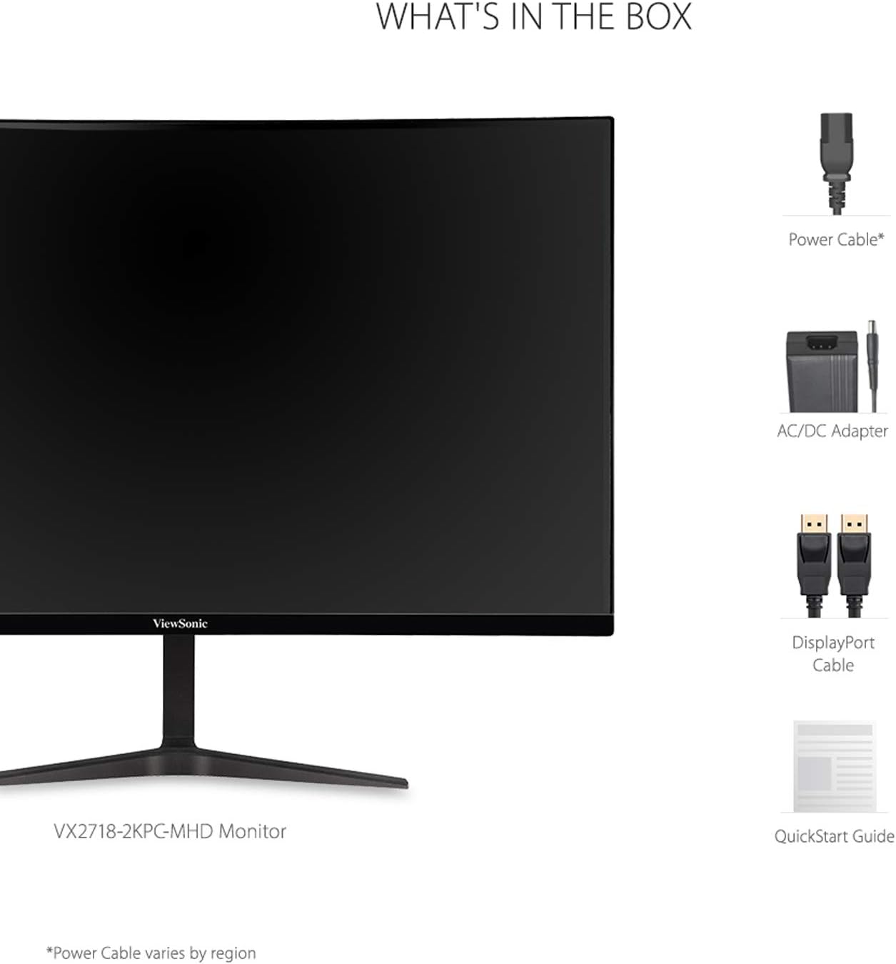 ViewSonic VX2718-2KPC-MHD 27 Inch 1440p Curved Gaming Monitor, 180Hz and 1ms for Smooth Gameplay, FreeSync Premium and Eye Care Technology for Comfortable Viewing, HDMI, and DisplayPort Inputs