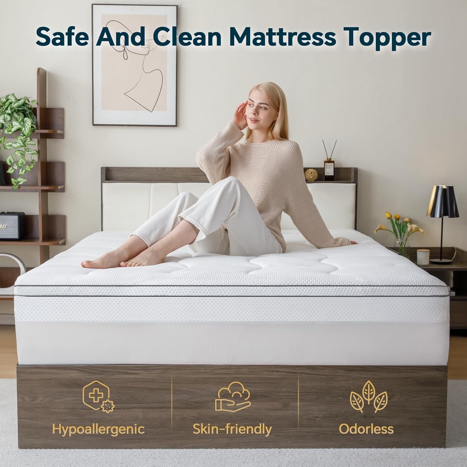 GEMBED Firm Memory Foam Mattress Topper Twin XL Size - Dual Layer 2.5 Inch Cooling Gel Memory Pad and 1 Inch Pillow Top Mattress for Back Pain - 39" x 80" x 3.5"