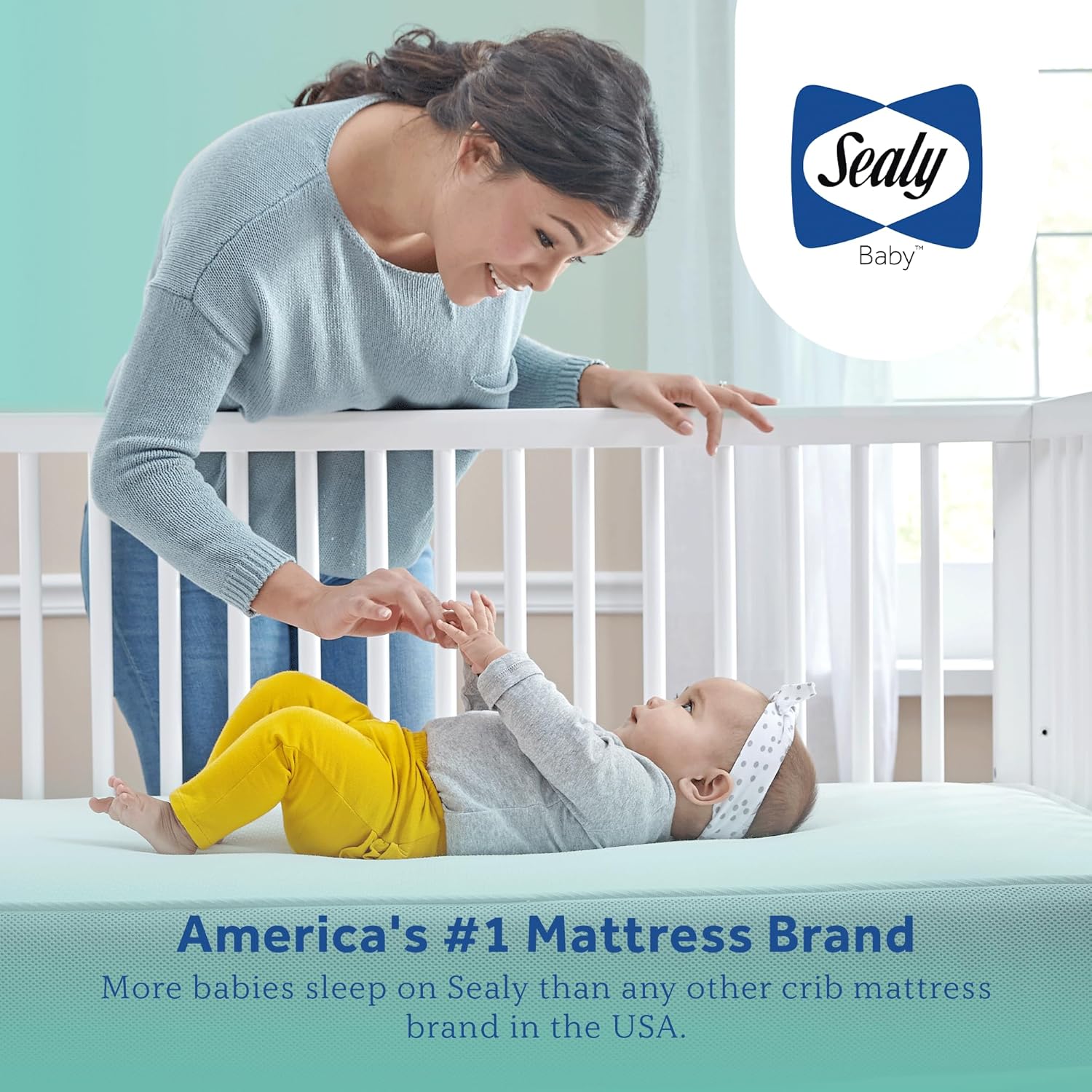 Sealy Baby OptiCool Breathable Crib Mattress, GREENGUARD GOLD Certified, Made in USA, Toddler Bed Fit, 2 Stage Cooling Memory Foam, Non Toxic, Airy Cotton Cover, Safety & Quality Tested, 52x28"