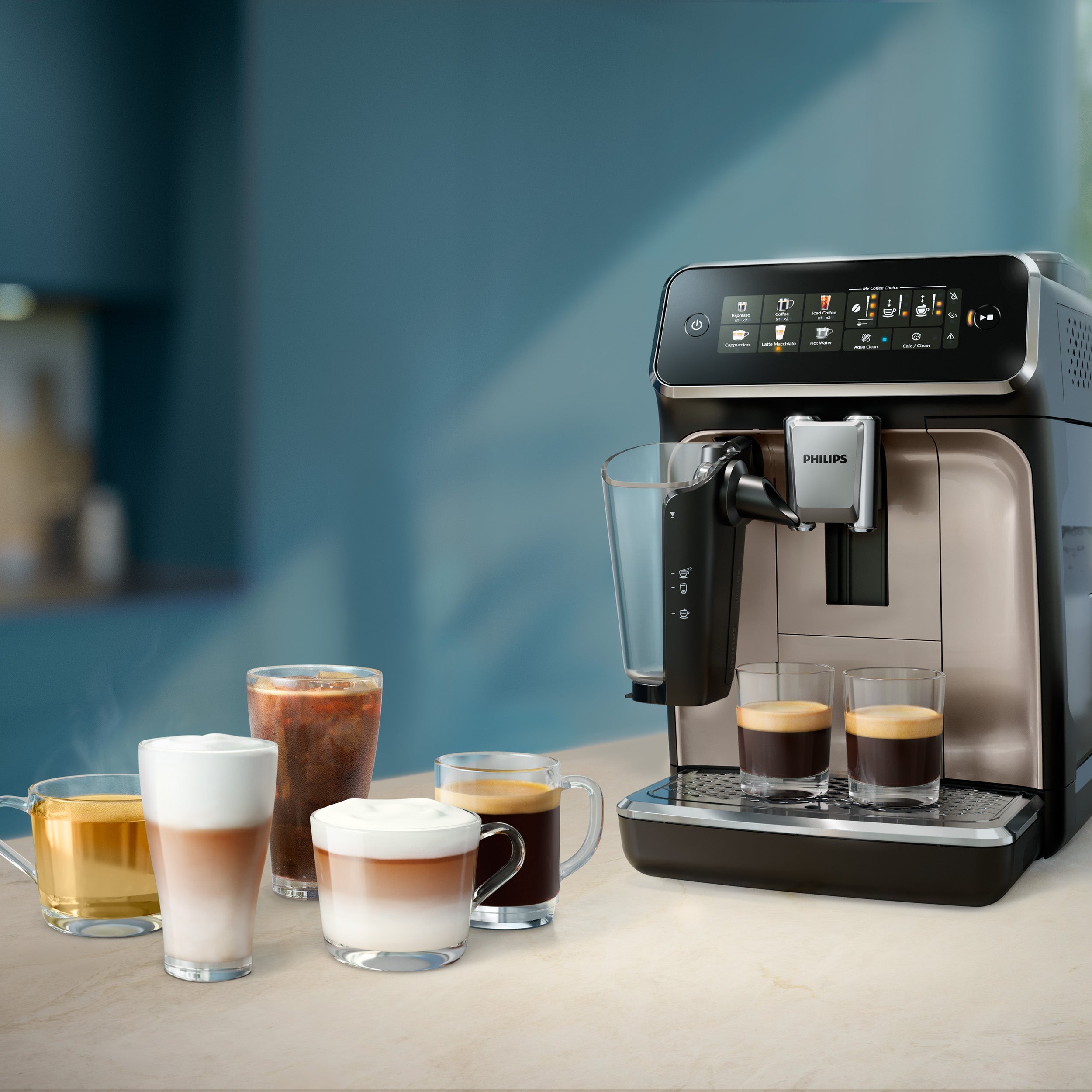 Philips Kaffeevollautomat »EP3347/90 3300 Series, 6 Getränke (heiß oder eisgekühlt),« LatteGo-Milchsystem, SilentBrew Technologie, Chrom-Schwarz