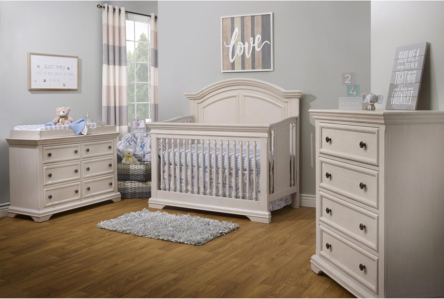 Sorelle Furniture High Arch Portofino Crib, Classic 4-in-1 Convertible Crib, Crib Made of Wood, Wooden Baby Bed, Toddler Bed, Child's Daybed and Full-Size Bed, Nursery Furniture-Brushed Ivory