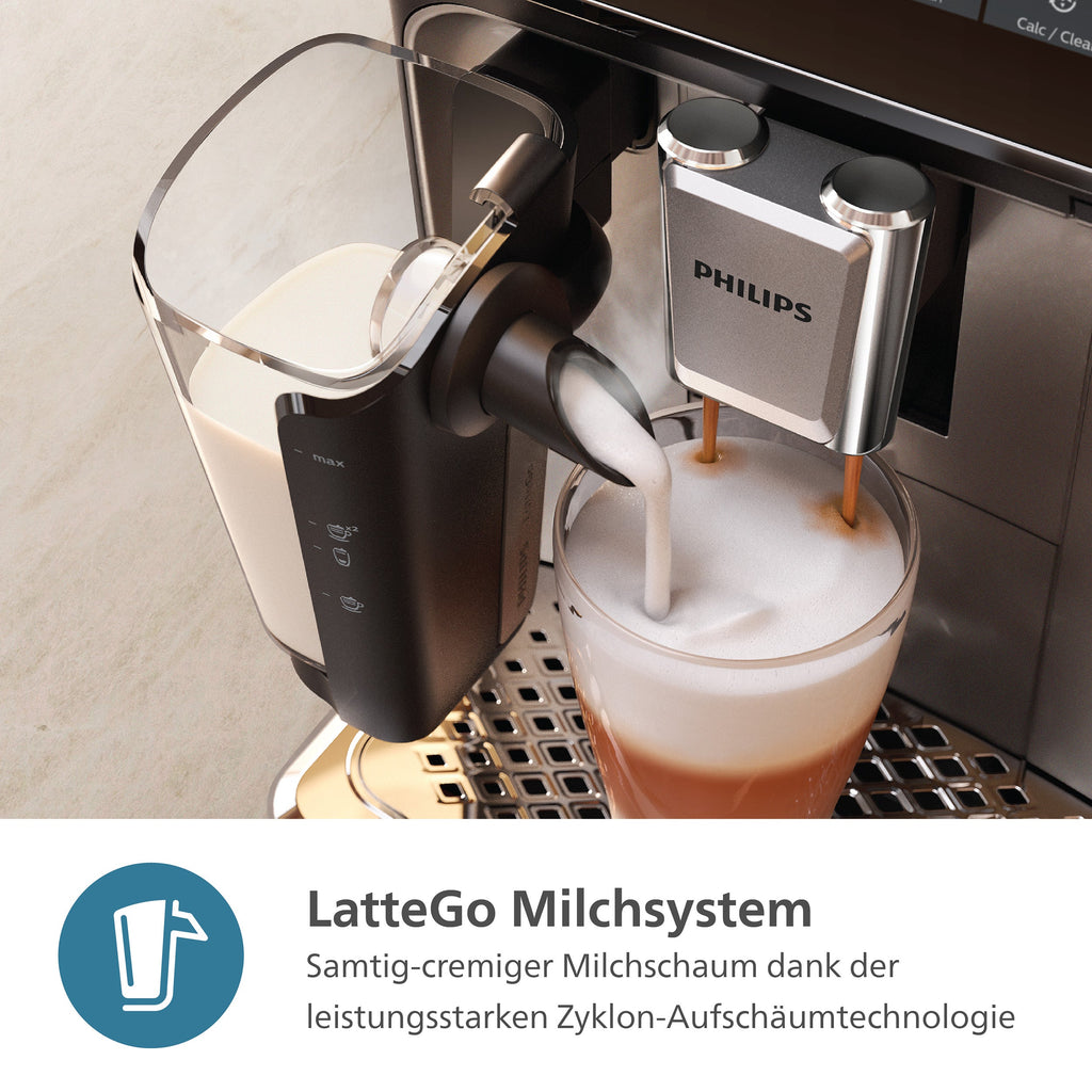 Philips Kaffeevollautomat »EP3347/90 3300 Series, 6 Getränke (heiß oder eisgekühlt),« LatteGo-Milchsystem, SilentBrew Technologie, Chrom-Schwarz