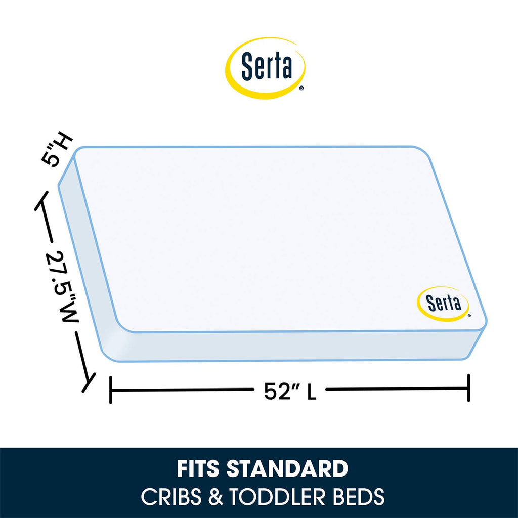 Serta Tranquility Eco Firm 2-Stage Baby Crib and Toddler Mattress - Waterproof Standard Baby Crib & Toddler Mattress - GREENGUARD Gold Certified- 52" L X 27.5" W (50 Year Warranty)