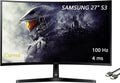 Samsung 27" Essential S3 Series 4K LED Curved Monitor, 1800R, Game Mode, 100Hz Refresh Rate, Dual Ports, Eye Comfort, Black, with HDMI Cable